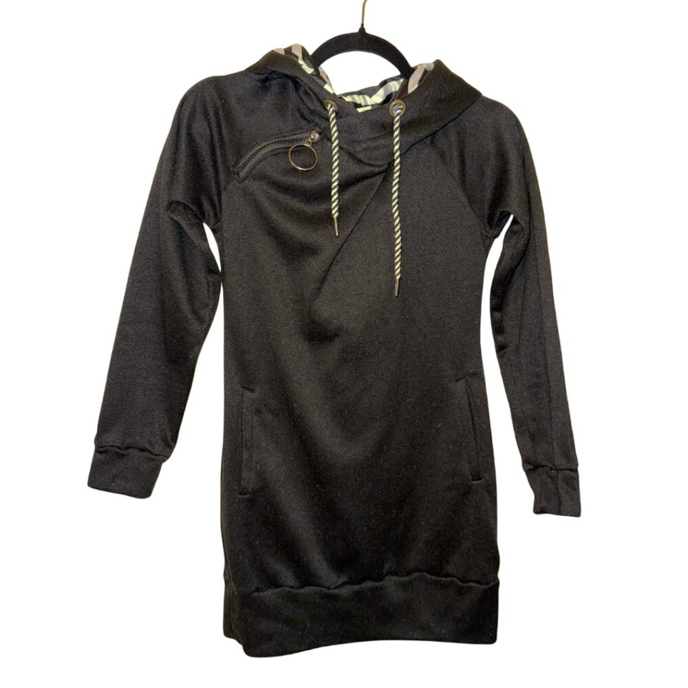 🔴 Black Hooded Sweater/Sweatshirt Mini Dress